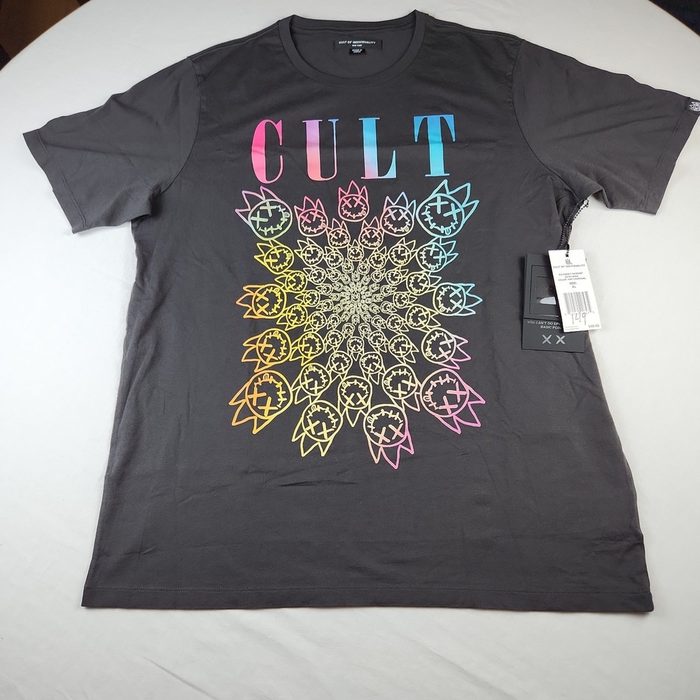 Cult Of Individuality Black Charcoal Shirt Ecstasy Logo Spiral Sz XL Streetwear
